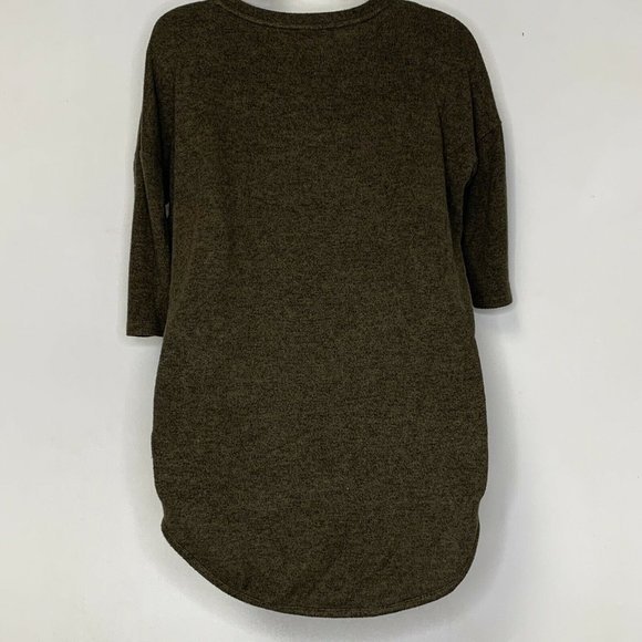 Express One Eleven Women Blouse Size XS 3/4 Sleeve Tunic Hi Low V Neck Green - Picture 4 of 7
